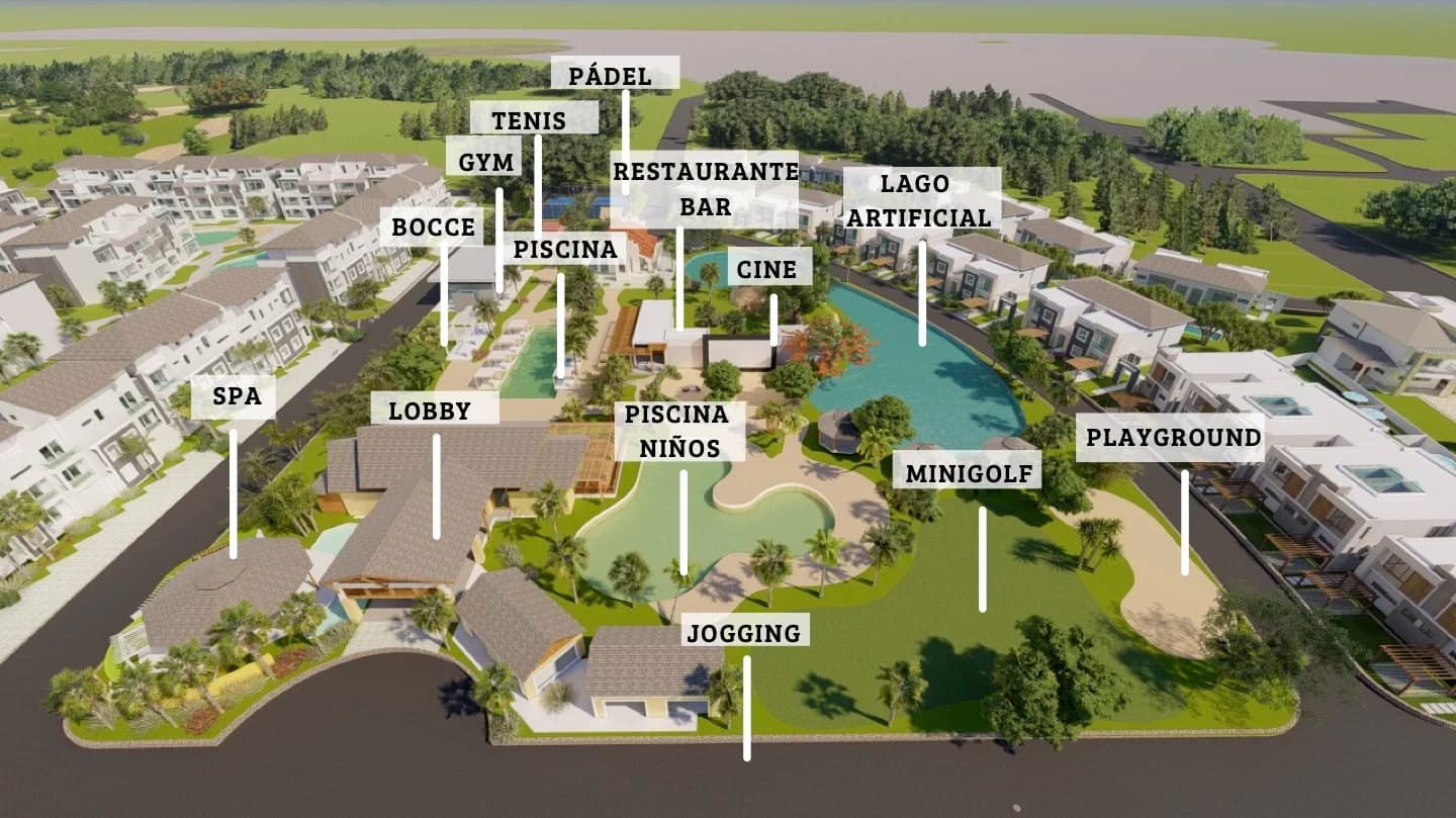 Marohú Country Club con amenidades señaladas