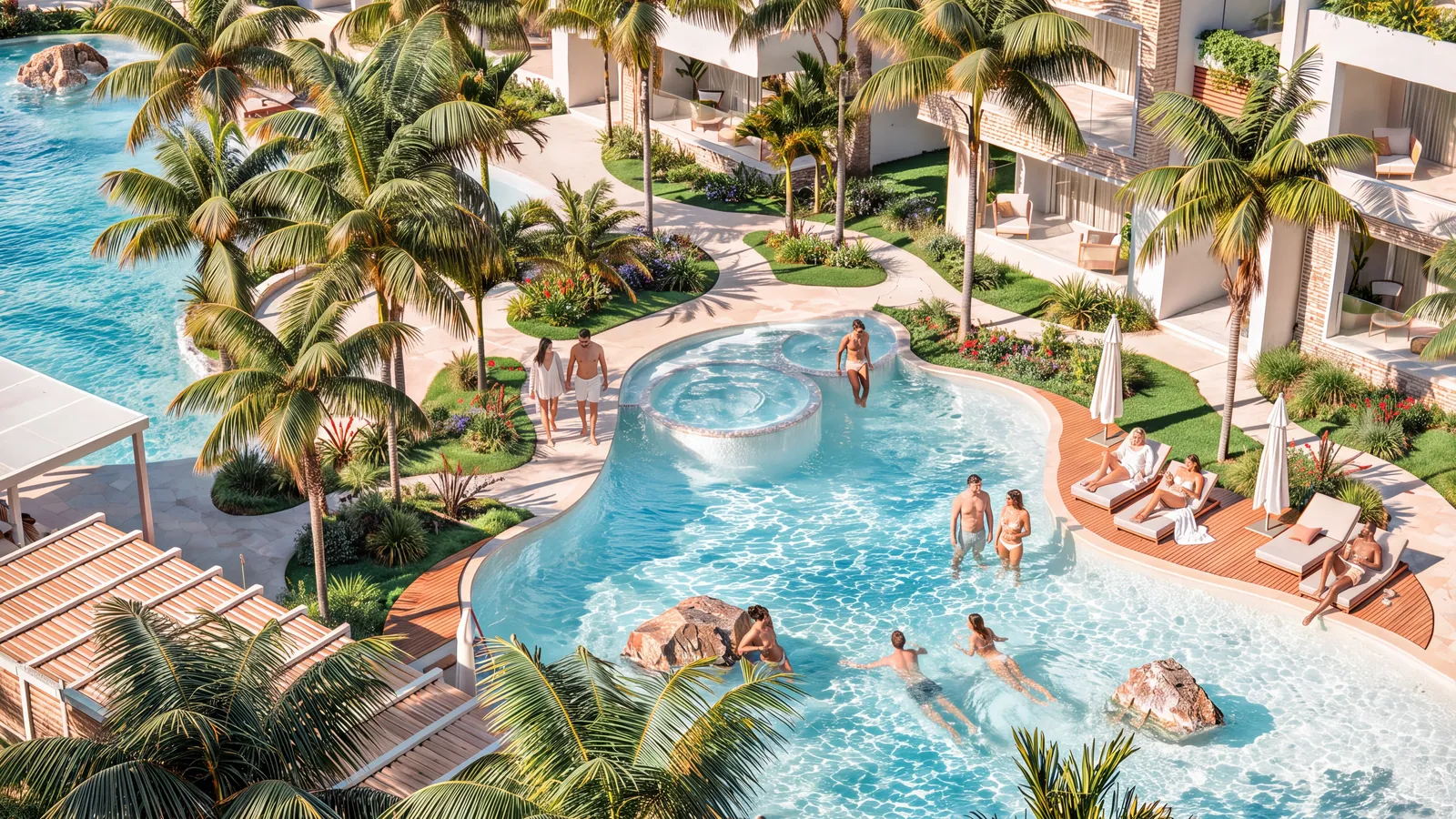 Emerald Suites building by the pool